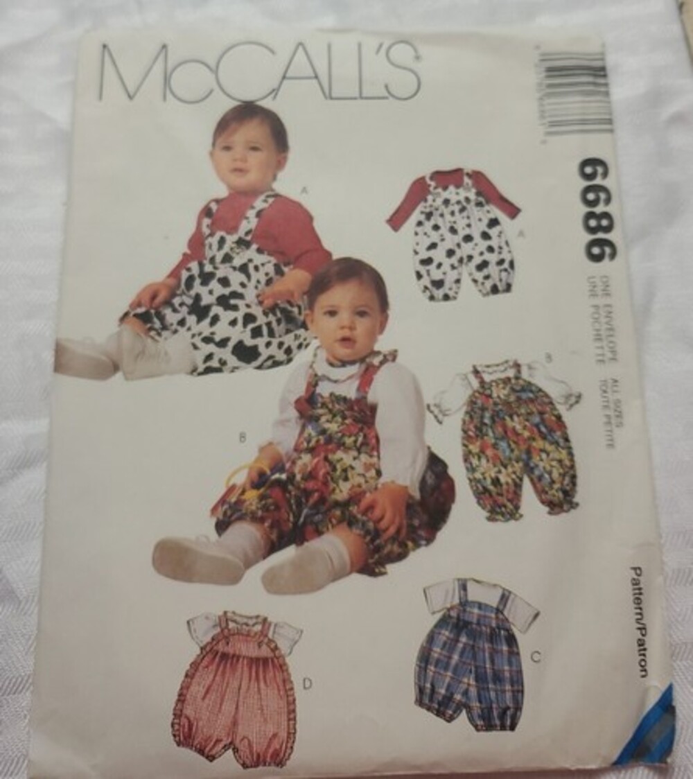Girl Boy baby Child romper McCalls M6686 Pattern 13 - 24 lbs small- xl